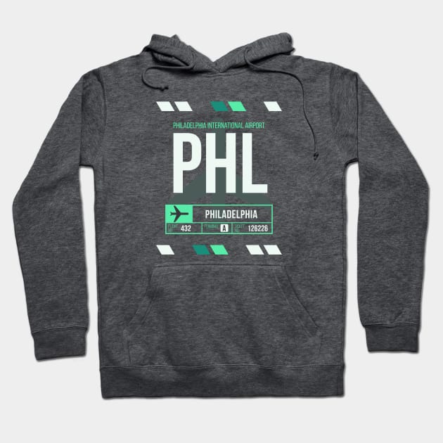 Philadelphia (PHL) Airport Code Baggage Tag Hoodie by SLAG_Creative